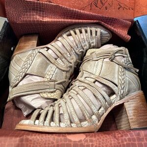 Freebird Beige Strappy Heeled Sandals